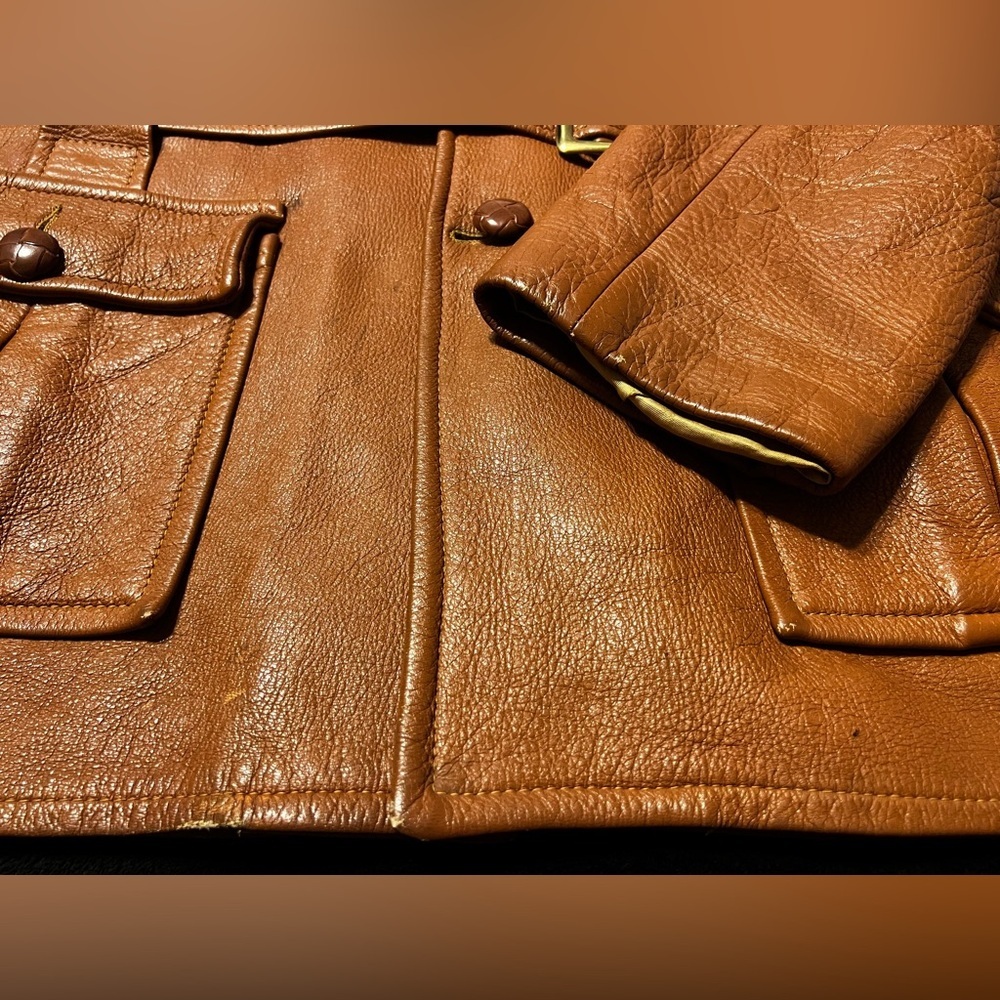 Rare! Vtg 70s Custom Coat Co Deerskin Leather Coat, belted waist Men’s 2XL - Picture 12 of 16